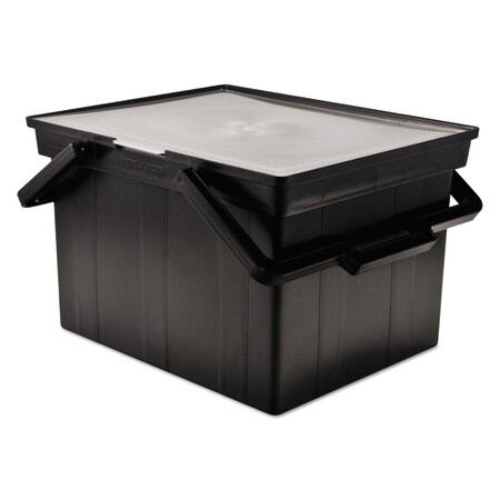 Advantus Companion Portable File Storage Box, Plastic, 17" W, 14" D, 11" H, Hinged Lid Closure, Black TLF2B